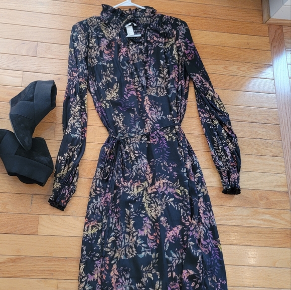 H&M Dress Size 6 Floral Print Long Sleeve - Picture 6 of 10